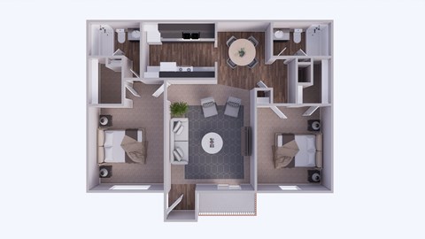 A top view of a house layout with a central courtyard.